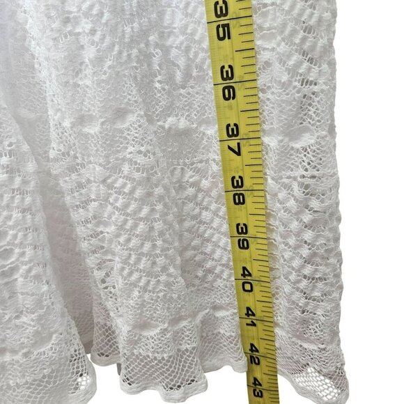 Rabbit Rabbit Designs‎ White Lace Midi Dress 12 Three-Quarter Sleeves V-Neck - Picture 8 of 10